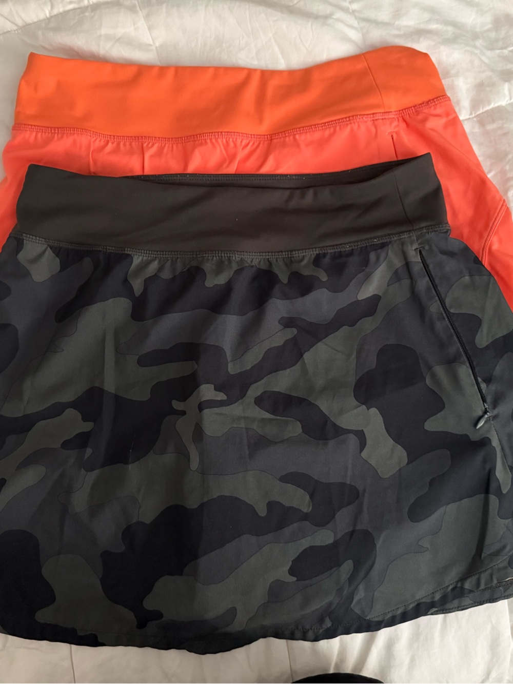 Old Navy athletic skorts. Camo and orange.